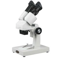 AmScope SE204-AY Portable Binocular Stereo Microscope, WF10x and WF15x Eyepieces, 20X and 30X Magnification, 2X Objective, LED Lighting, Reversible Black/White Stage Plate, Arm Stand