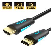 TESmart 2 Pack 5 ft High Speed with Ethernet 4K@60Hz 4:4:4 HDMI Cables, Premium HDMI Cord Type, Supports HDMI V2.0 4K 60Hz HDR