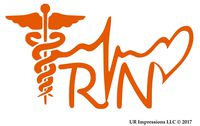 UR Impressions IOrn Registered Nurse - RN Caduceus Lifeline Heart Decal Vinyl Sticker Graphics Car Truck SUV Van Wall Window Laptop|Intense Orange|7.5 X 4.1 Inch|URI577