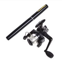 Pen Fishing Pole 38 Inch Mini Pocket Fishing Rod and Reel Combos Travel Fishing Rod Set for Ice Fly Fishing Sea Saltwater Freshwater（Black）