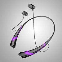 Wireless Universal Wireless Bluetooth Earphone 4.0 Music Stereo Earbuds Vibration Neckband Sports Hands-Free Headphone for Phone Call for iPhone iPad Samsung (Black-Purple)