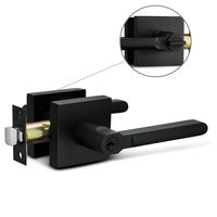 Berlin Modisch Entry Lever Door Handle Lock and Key Slim Square Locking Lever Set [for Front Door or Office] Reversible for Right & Left Sided Doors Heavy Duty - Iron Black Finish