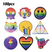 100pcs Cute Cartoon Gay Pride of Colorful Rainbow Waterproof Sunlight-Proof Stickers for Luggage Skateboard Laptop Suitcase Book Covers Bicycle Décor Guitar Graffiti DIY Teens Adults Girls Boys