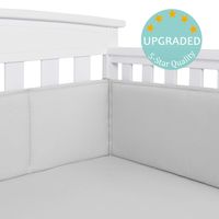TILLYOU Baby Safe Crib Bumper Pads for Standard Cribs Machine Washable Padded Crib Liner Thick Padding for Nursery Bed 100% Silky Soft Microfiber Polyester Protector de Cuna, 4 Piece/Gray