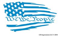 UR Impressions OBlu Tattered American Flag - We The People Decal Vinyl Sticker Graphics Car Truck SUV Van Wall Window Laptop|Olympic Blue|7.5 X 4.2 Inch|URI612