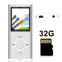 Tomameri - Portable MP3 / MP4 Player with Rhombic Button, Including a Micro SD Card and Support Up to 64GB, Compact Music, Video Player, Photo Viewer Supported - Silver