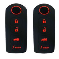 Coolbestda 2Pcs Silicone Smart Key Fob Cover Case Remote Skin Keyless Jacket Holder Protector for Mazda 3 6 CX-7 CX-9 MX-5 Miata 4 Buttons Black