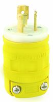 Leviton 2447 15 Amp, 125 Volt, Plug, Locking Blade, Industrial Grade, Grounding, Dustguard, Yellow
