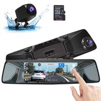 AKASO Mirror Dash Cam with Backup Camera, 1080P Dual Dash Camera for Cars 7" Stream Media Touchscreen DVR with 32GB Card Front Rear Reversing Image G-Sensor Loop Record Parking Monitor(DL7)