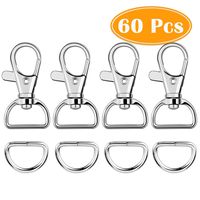 Paxcoo 60Pcs Key Chain Hooks with D Rings for Lanyard and Sewing Projects