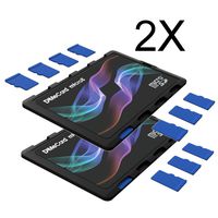 DiMeCard micro8 microSD Memory Card Holder - Color Wave Edition 2-PACK (Ultra thin credit card size holder, writable label)