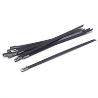 Antrader 10 Pcs Ball Lock Zip Ties 3.94" Stainless Steel 304 Exhaust Wrap Coated Locking Cable,PVC Spray Coating,Black