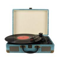 Record Player Vintage 3-Speed Bluetooth Vinyl Turntable with Stereo Speaker, Belt Driven Suitcase Vinyl Record Player