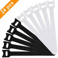 24PCS Reusable Fastening Cable Ties, Premium Wire Self Adhesive Straps, Multi-Purpose Microfiber Cloth Hook and Loop Cord Tie, [6 Inch]