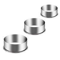 KSPOWWIN Stainless Steel Round Cookie Cutter Set 3 Pieces Big Size Circle Pastry Dough Cutter Set Round Cake Baking Metal Ring Molds - 6inch, 5inch, 4inch