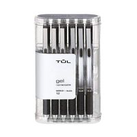 TUL Gel Pens, Retractable, Medium Point, 0.7 mm, Gray Barrel, Black Ink, Pack of 12