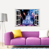 Ussore 3D Fake Castle Wall Of Setting For Sitting Room The Bedroom Window Stickers Living room Doors Laptops (B)