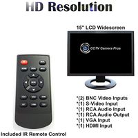 CCTV Camera Pros 15 Inch BNC LCD Monitor, CCTV Surveillance Monitor, BNC in/Out, Color