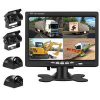 Liehuzhekeji Car Backup Camera and Monitor Kit, 7 Inch HD Quad Split Monitor 4 Pieces Waterproof IR Night Vision Front&Rear&Side View Cameras for Car RV Truck Pickup Van Camper Reversing Use
