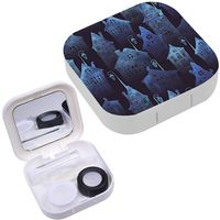 Portable Contact Lens Case Box Travel Kit Mirror + Bottle + Tweezers Container Holder [ Old City Night ]
