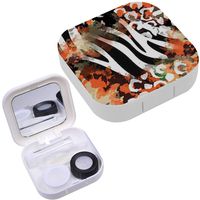 Portable Contact Lens Case Box Travel Kit Mirror + Bottle + Tweezers Container Holder [ Animal Design Leopard ]