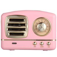 VANLAN Vintage Radio Retro Bluetooth Speaker Wireless Stereo Retro Speaker with Built-in Mic,USB Port TF Card Slot for Bedrooms Kitchen,Party Travel Outdoor for Android/iOS Devices(Pink)