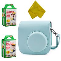 Fujifilm Instax Mini Bundle - Instant Film 40 Prints (2 Twin Packs) + Case for Fuji Mini 9, Mini 8+, Mini 8 Camera (Blue)