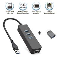 Friencity Ethernet Adapter 2-in-1 USB 3.0/Type C to RJ45 1 Gigabit LAN Ethernet Network Adapter with USB 3.0 High Speed Data Transfer Hub for MacBook, Mac Pro/Mini, iMac, XPS, Windows and More