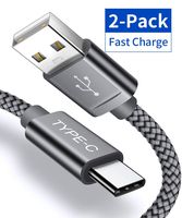 JSAUX USB-C Cable Fast Charging,2-Pack 6.6ft USB Type C to USB-A Nylon Braided Charger Cord Compatible with Samsung Galaxy S10 S9 S8 Plus Note 10 9 8,Moto Z Z2,LG V30 V20 G5 G6,USB C Devices(Grey)