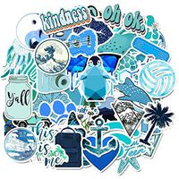GUGELIVES 50pcs Cute Girl Blue and Mint Green Laptop Stickers Water Bottles Sticker Laptop Stickers Waterproof Stickers Pack Cute Aesthetics Stickers for Teens Girls boy