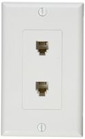 Morris 80171 Decorative Dual RJ11 4 Conductor Phone Jack Wall Plate, 2 Piece, White
