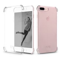 iPhone 7 Plus/iPhone 8 Plus Case DesignSkin [Corner] Shock Absorbing Ultra Slim Light Thin Protection Transparent Basic Back Bumper Case Minimalist Compatible w/iPhone 8+/7+/6s+/6+ (All Clear)