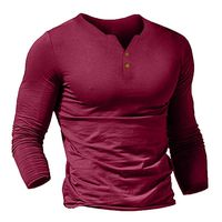 Men's Long Sleeve Tops,LuluZanm Sales! Male Casual Autumn Winter Fitness Sports Blouse Solid Color Soft Muscle Shirt Wine
