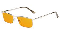 Eyekepper Blue Light Blocking Glasses Half-Rim Computer Readers-Nighttime Eyewear-Special Orange Tinted Glasses (Silver, 2.25)