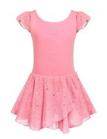 Arshiner Girls Ruffle Sleeve Ballet Dance Dress Glitter Tutu Skirted Leotard, 10-11 Years, Pink