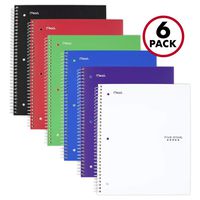 Five Star Spiral Notebooks, 3 Subject, College Ruled Paper, 150 Sheets, 11" x 8-1/2", Assorted Colors, 6 Pack (73930)