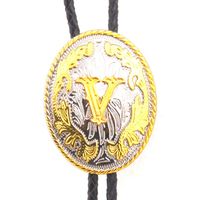 KeCol Mens Native American Aalphabet Letter Bolo Tie Necktie Necklace Gold Silver Letter V