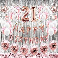 hapycity 21st Birthday Decorations Balloons (55pack）Rose Gold 21 Balloons Number Happy 21 Party Supplies for Her-Perfect for Birthday Party