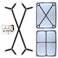 QoeCycth Bed Sheet Holder Straps, 2Pcs Adjustable Crisscross Fitted Sheet Band Straps Grippers Suspenders, Triangle Elastic Mattress Cover Holder Fasteners for All Bed Sheets, Mattress Covers