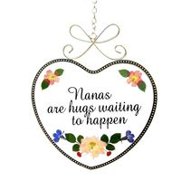 KOLIN Grandma Nana Birthday Mother Day's Gifts from Grandchild, Heart Shaped Window Suncatcher Real Flower Pressed in Glass-Gifts for Grandma Window Garden Décor