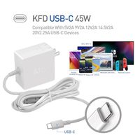 [UL LISTED]KFD 45W Type-C Adapter Compatible for Huawei P20 Pro,Mate 9,Mate 10 Pro,Huawei P10 Plus,Honor View10,MacBook Pro 13,Razer Blade Stealth,Asus Q325 Q325U Q325UA, Chromebook C302 C302C C302CA