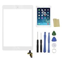 Touch Screen for iPad Mini 1 2 Retina(White),Front Screen Digitizer with IC Chip & Home Button and Camera Holder + 7 Pieces Tools + Adhesive Tape Pre-installed by Tongyin