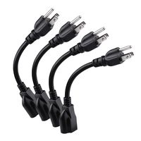 [UL Listed] Miady Short Power Extension Cord Outlet Saver, 16AWG/13A, 3 Prong (4 Pack, Black, 8 Inch)