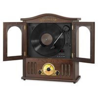 Victrola Wood Wall Mount Turntable with CD and Bluetooth