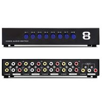 wewa98698 Video Audio AV Switch, 8 in 1 Out Composite Video Audio 3 RCA AV Switch Switcher Box Selector,High Isolation, Strong Anti-Interference for HDTV