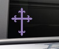 Christian Cross Vinyl Decal Laptop Car Truck Bumper Window Sticker, 5.5" x 4", Purple