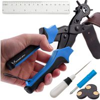 Leather Hole Punch by Skilled Crafter Easily Punches Perfect Round Holes. FREE Ruler & Awl Tool. Best Professional Puncher for Belt, Saddle, Watch Strap, Shoe, Bag, Fabric, Eyelet + 2 Year Warranty
