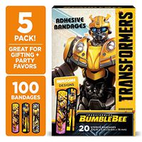 Transformers Kids Bandages, 100 ct | Adhesive Antibacterial Bandages for Minor Cuts, Scrapes, Burns. Great Stocking Stuffer or White Elephant