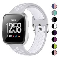 XIMU Sport Bands Compatible with Fitbit Versa/Versa 2 / Versa Lite, Soft Silicone Waterproof Breathable Sport Watch Strap Replacement Wristband Accessories Women Man for Versa Smart Watch