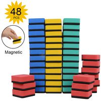 48 Pack Dry Erase Erasers, Magnetic Dry Whiteboard Lapboard Erasers Chalkboard Cleaner Wiper for Classroom Home Office (Blue, Yellow, Red, Green)